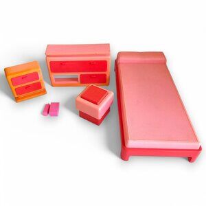 ARCO Fashion Doll Bedroom Playset Furniture Pieces Pink #7693 Vintage 1984 *READ